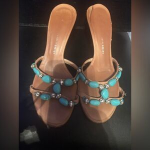 GIUSEPPE ZANOTTI HEELS rhinestone sandals vintage gem beaded open toe shoes